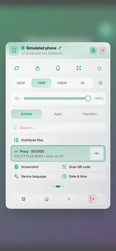 Ô Proxy rộng trong lưới Thao tác trên mobile: loại proxy ở dòng đầu, địa chỉ và tài khoản ở dòng thứ hai, nút Ngắt proxy nằm trong ô