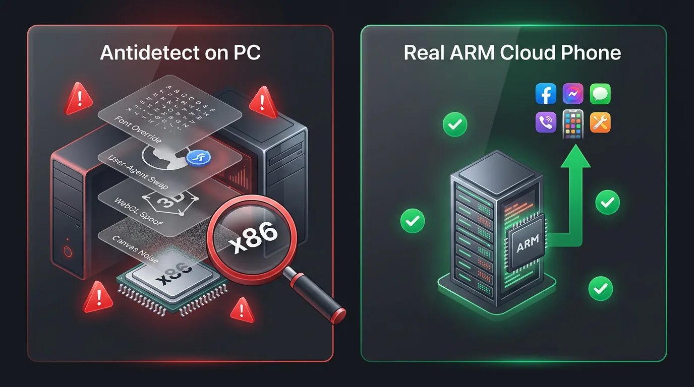 5 detection layers platforms deploy — antidetect covers layer 1 browser, exposes 4 layers hardware network behavioral and SDK