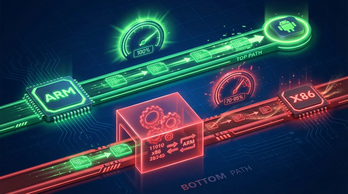 So sánh overhead giữa native ARM execution và binary translation trên x86 So sánh overhead giữa native ARM execution và binary translation trên x86