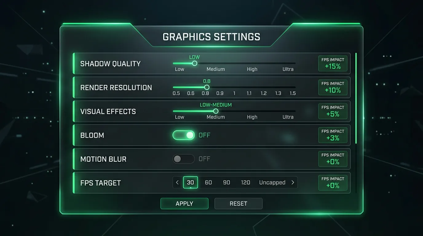 Optimal Genshin Impact settings panel on XCloudPhone — 12 tweaks for stable 30 FPS at Medium Optimal Genshin Impact settings panel on XCloudPhone — 12 tweaks for stable 30 FPS at Medium