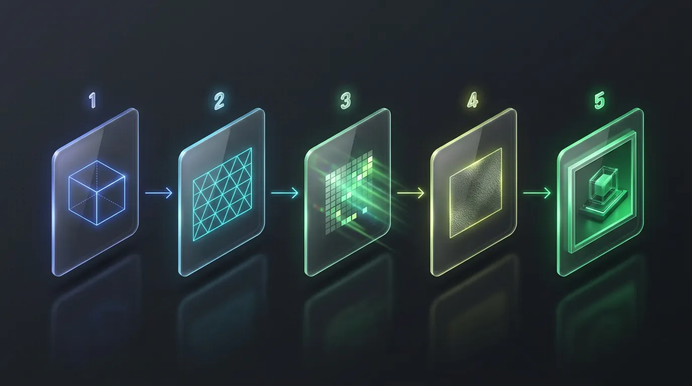 GPU rendering pipeline 5 stages from Vertex Processing to Output Merging on Mali GPU ARM