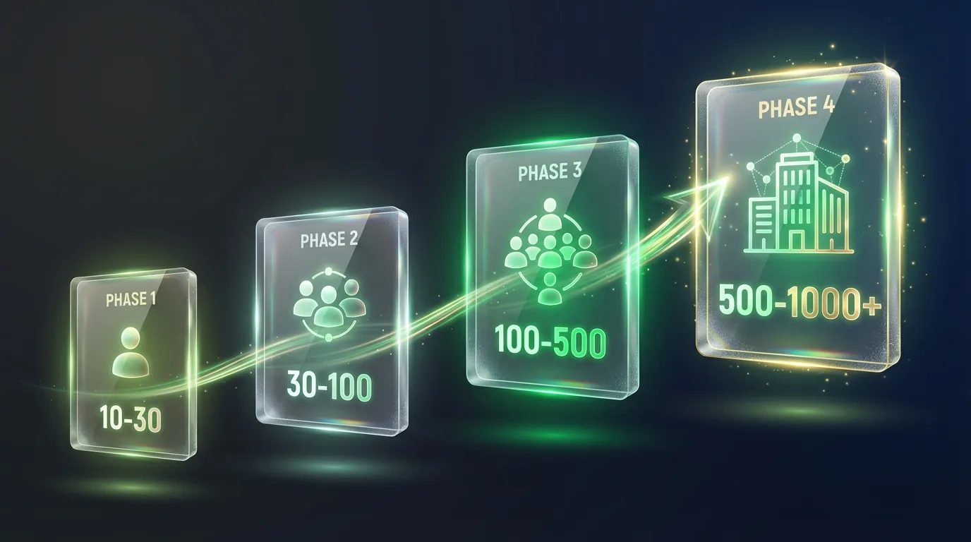 Scaling Roadmap Phone Farm Business — 4 phases from Solo 10 devices to Enterprise 1,000+ devices Scaling Roadmap Phone Farm Business — 4 phases from Solo 10 devices to Enterprise 1,000+ devices